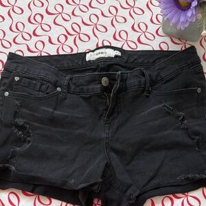 torrid Black Distressed Denim Jean Shorts